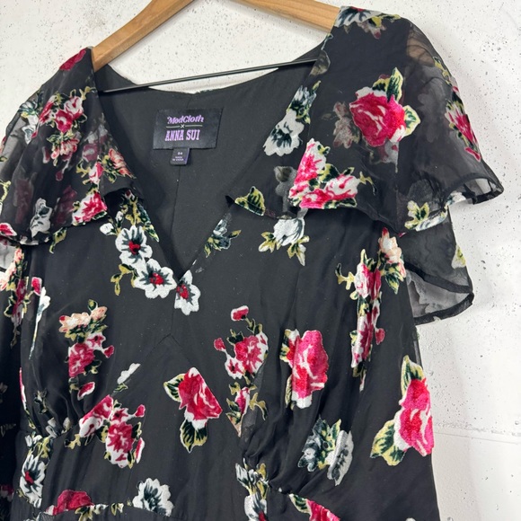 Mod Cloth Anna Sui Chic Ruffle Sleeve Floral Maxi Dress Size 24 - Picture 3 of 13